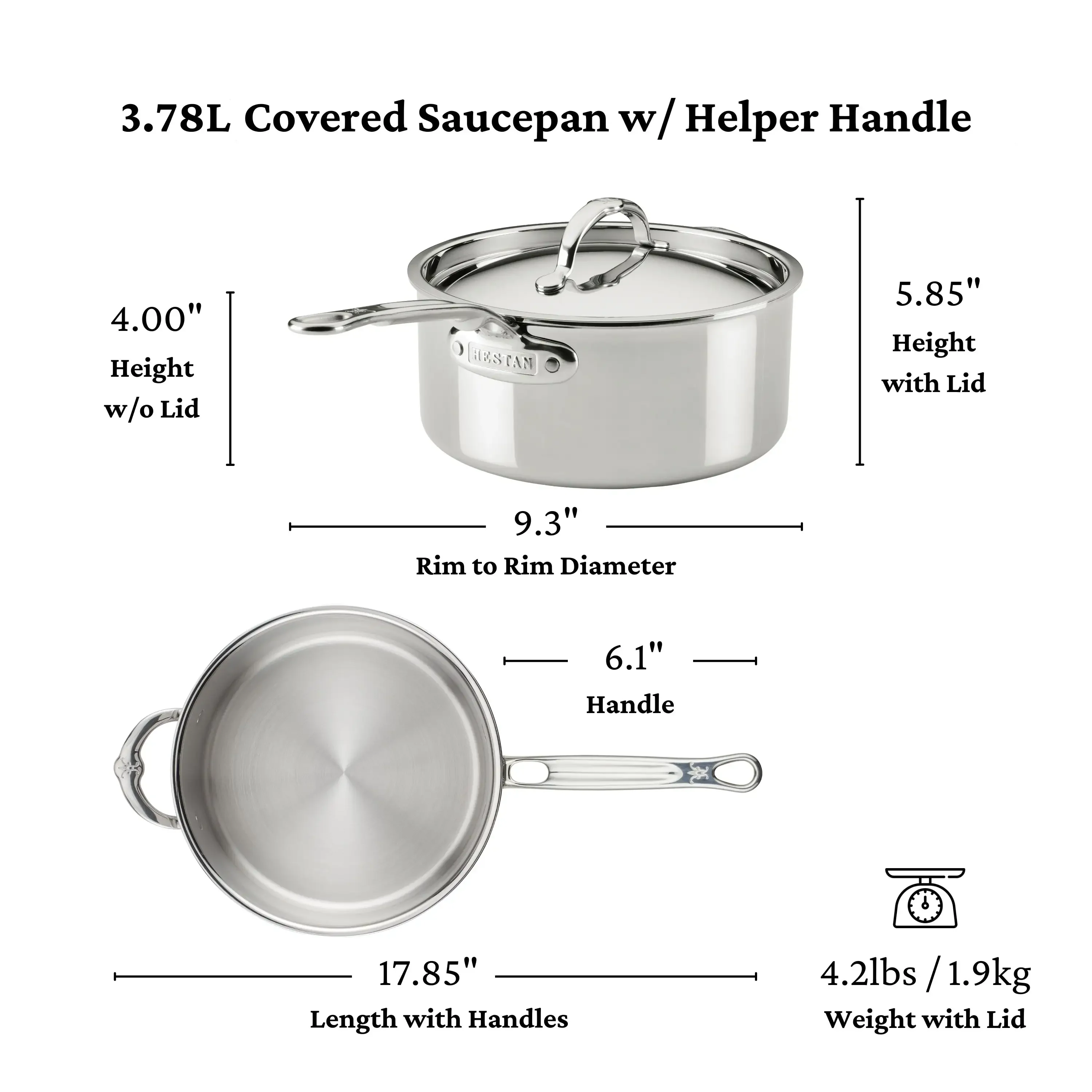 ProBond® Luxe Induction Stainless Steel Saucepan with Lid & Helper Handle - 22cm - Image 9