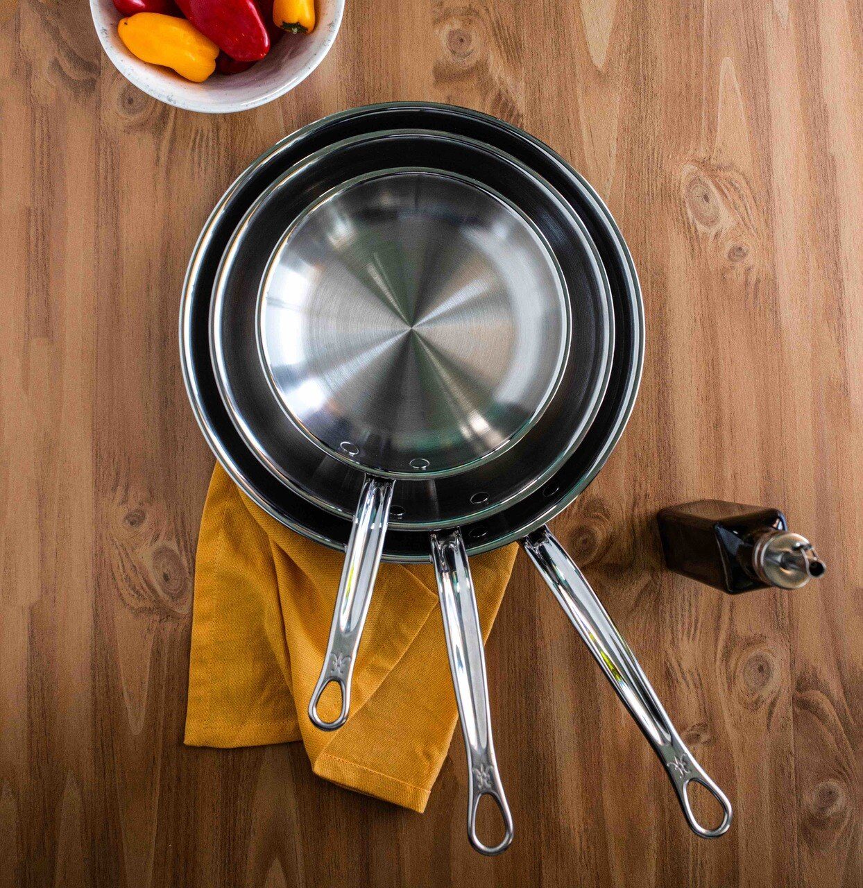 Hestan ProBond Induction Stainless Steel Skillets - Small, Medium & Large - Image 8